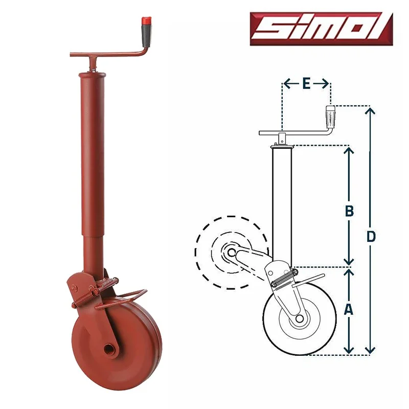 2615-Ruota-dappoggio-con-ribaltamento-a-molla Picior cu roata 220 mm extensie 220 mm pana 700 KG roata 230X60