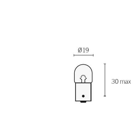 PR27742BI40257_00397_Lampada_12v_5w_r5w_SZ5 Lampa bec 12V 5W R5W lungime 30 mm D. 19 mm BA15s