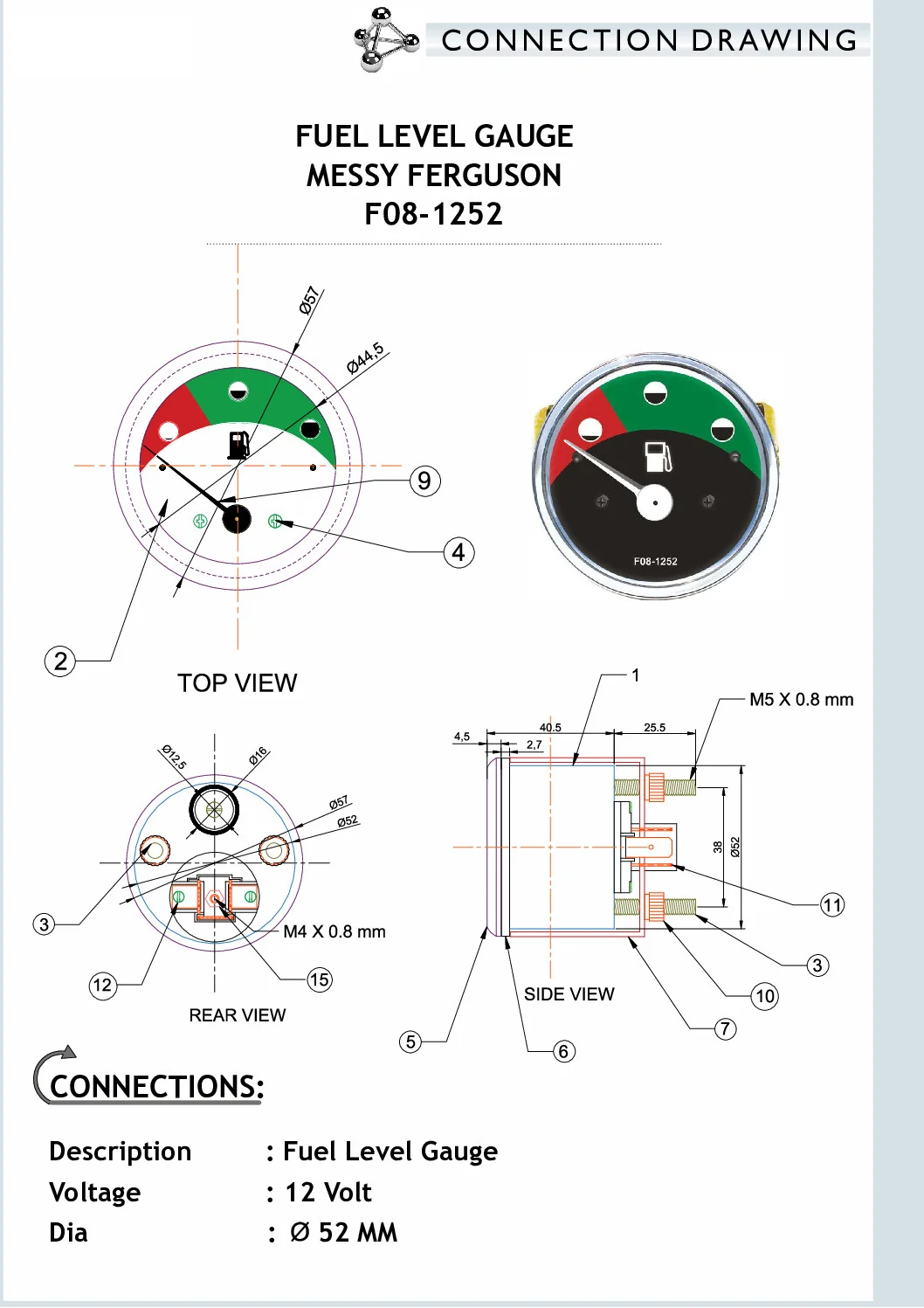F08-1252-LCR065-pdf Manometru combustibil cu diametrul de 52 mm pentru massey ferguson