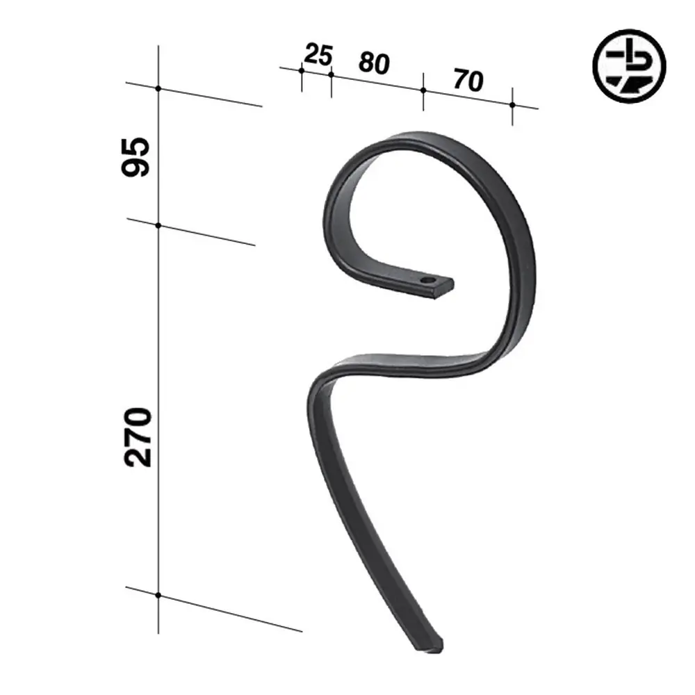 1707-Molla-GARE-posteriore-25x8-lunga Dinte arc cultivator 25X8 mm inaltime 270 mm