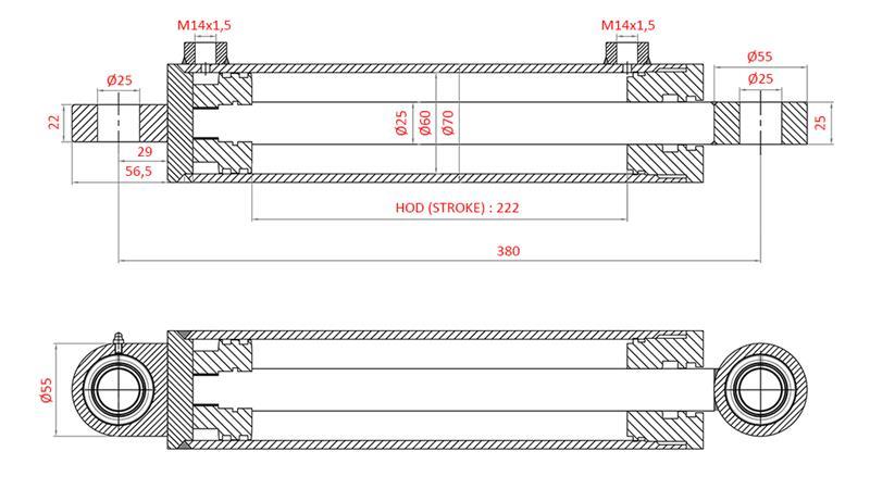 5 Cilindru servodirectie pentru Case IH, FIAT, New Holland cod OEM 5134221, 5144124, 5144126, 5143970, 5156718